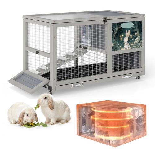 Insulated wooden rabbit cage - insulated,