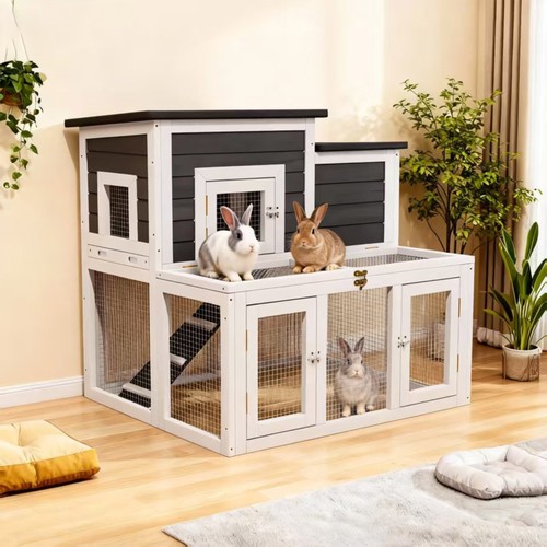 Indoor wood bunny cage with - wood,