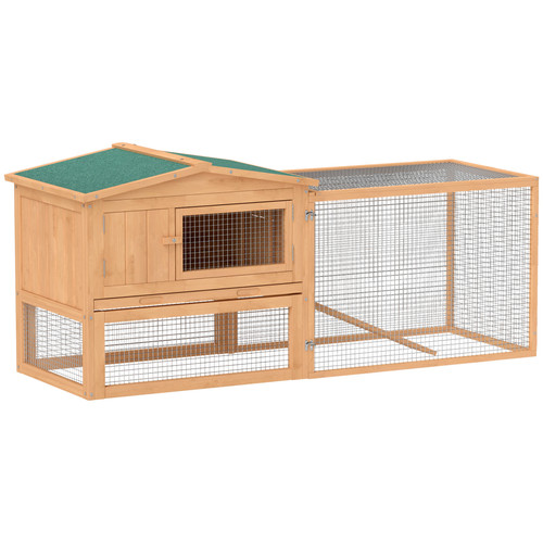 Pawhut wooden rabbit hutch - wooden,