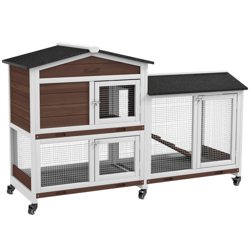 Pawhut wooden rabbit hutch - pawhut,