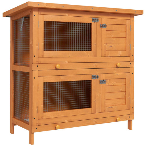 Pawhut tier rabbit hutch - pawhut,