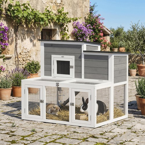 Wooden rabbit hutch indoor - rabbit, hutch,