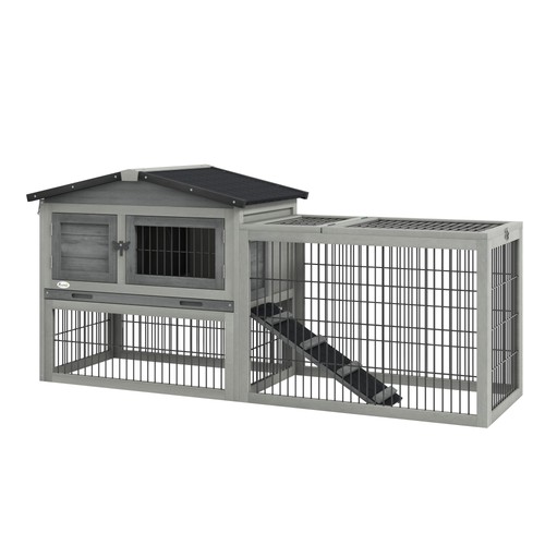 Pawhut rabbit hutch wooden - rabbit,
