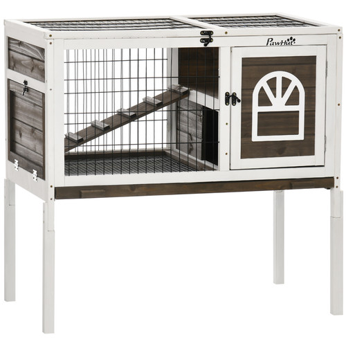 Pawhut wooden rabbit hutch - pawhut,