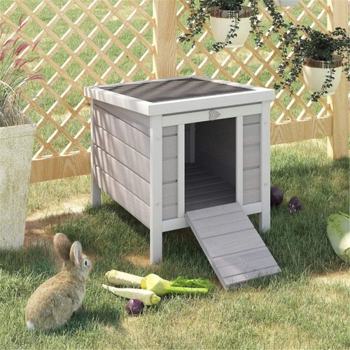 Elevated wooden rabbit hutch - wooden,