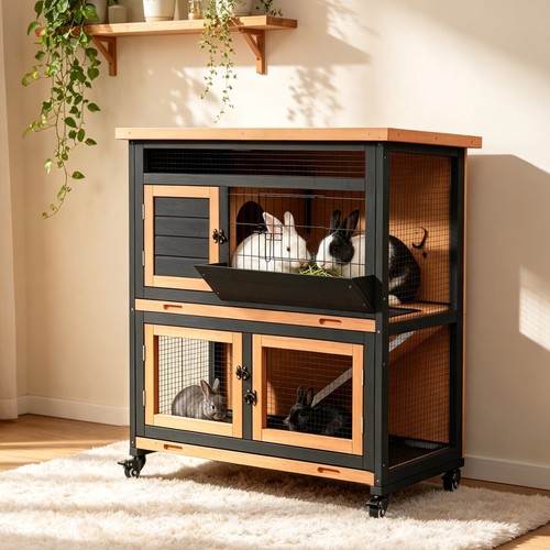 Wooden bunny cage indoor - wooden,