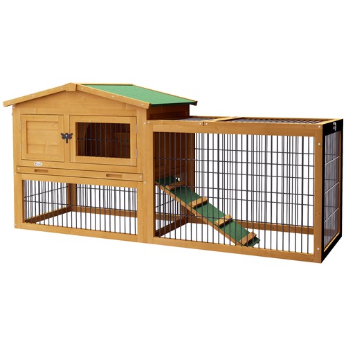 Pawhut rabbit hutch wooden - pawhut,