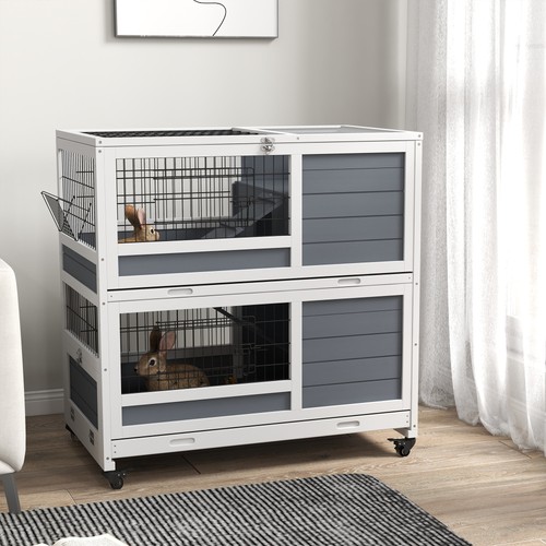 Pawhut rabbit hutch indoor - hutch,,