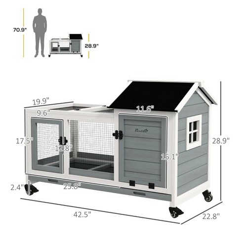 Wooden rabbit hutch with - wooden,