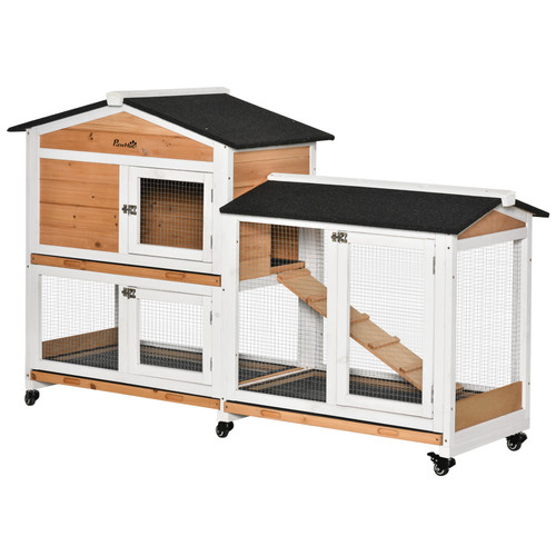 Wooden rabbit hutch guinea pig - rabbit,