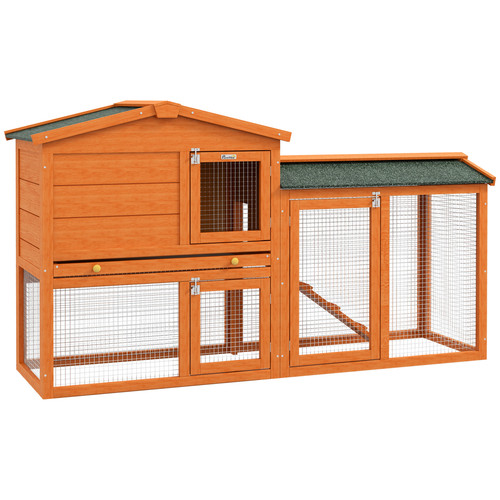 Pawhut wooden rabbit hutch - pawhut,