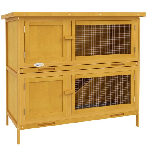 Pawhut rabbit hutch double - hutch,,