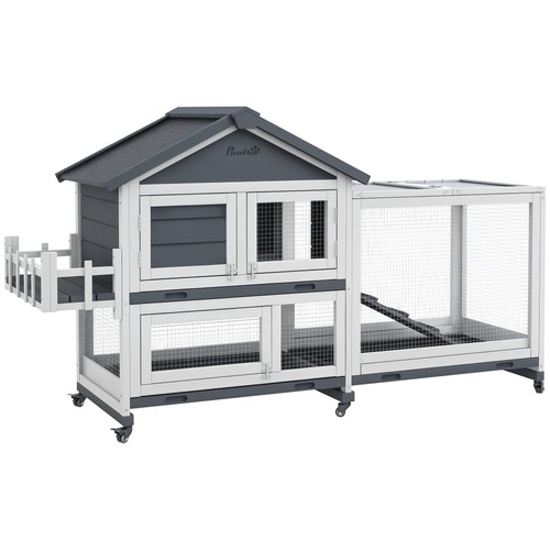 Wooden rabbit hutch with - rabbit,