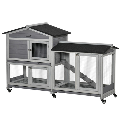 Pawhut wooden rabbit hutch - pawhut,