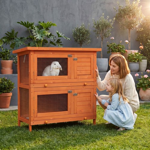 Rabbit hutch wooden guinea - rabbit,